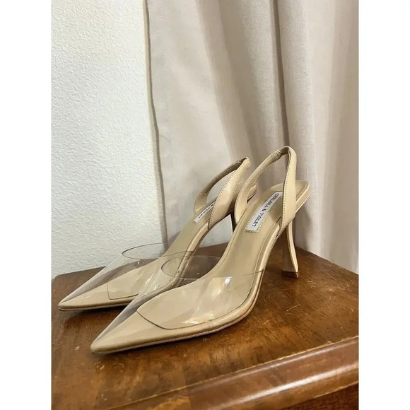 Chelsea Violet Victoria Clear Slingback Pumps Evening Kitten Nude Party Size 6.5 - Picture 2 of 11